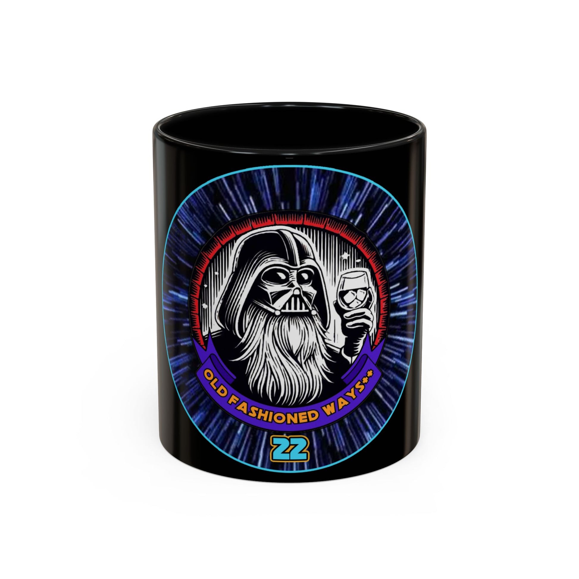 Coffee Mug - Old Fashioned Ways++, Darth Vader drinking whiskey, whiskey, bourbon, bearded Vader Design