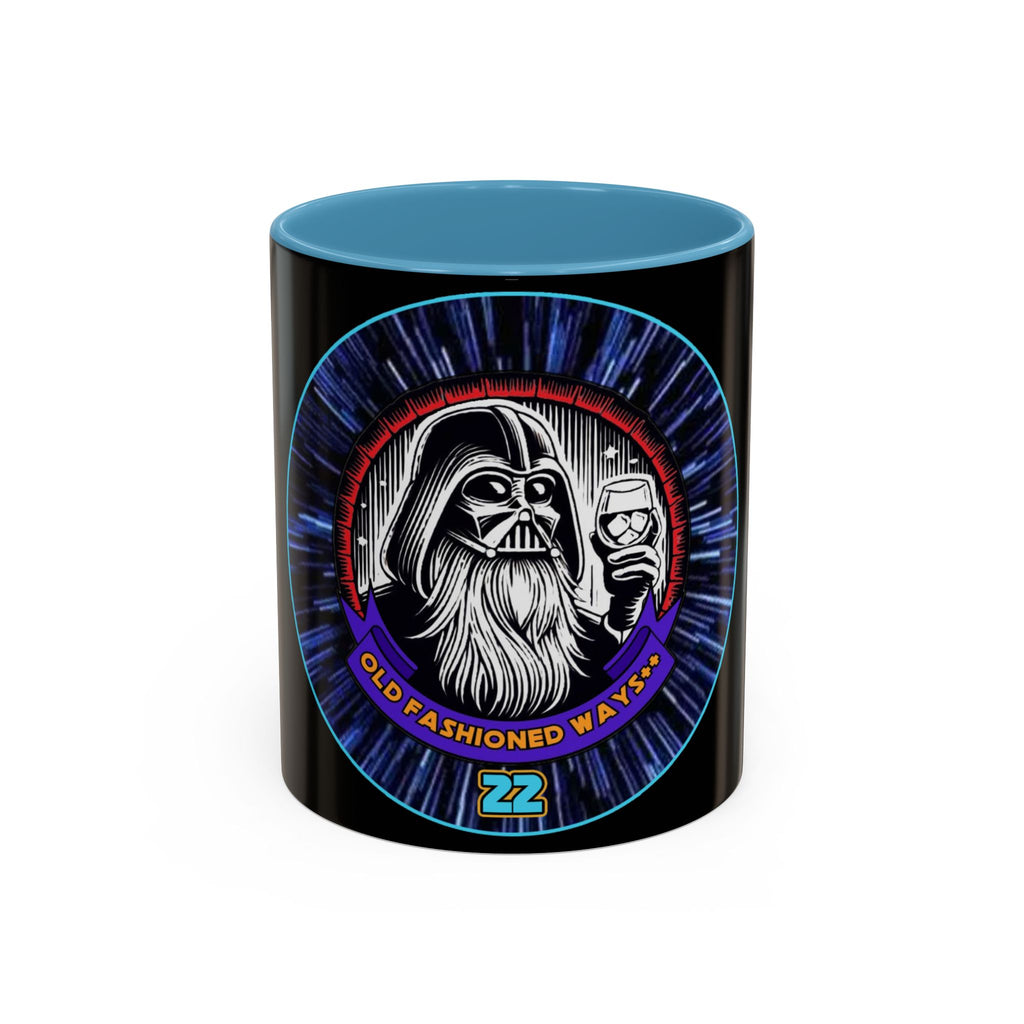 Coffee Mug - Old Fashioned Ways++, Darth Vader drinking whiskey, whiskey, bourbon, bearded Vader Design