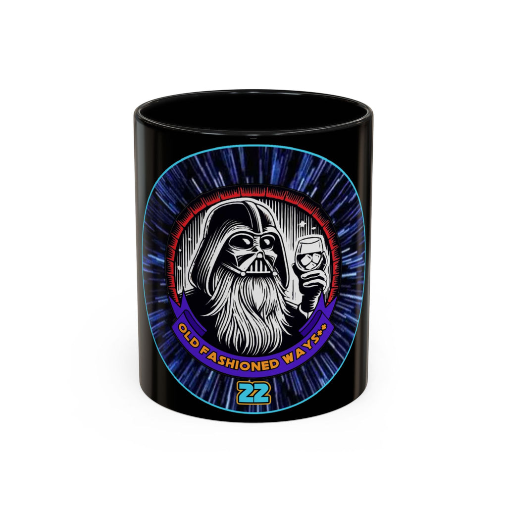 Coffee Mug - Old Fashioned Ways++, Darth Vader drinking whiskey, whiskey, bourbon, bearded Vader Design