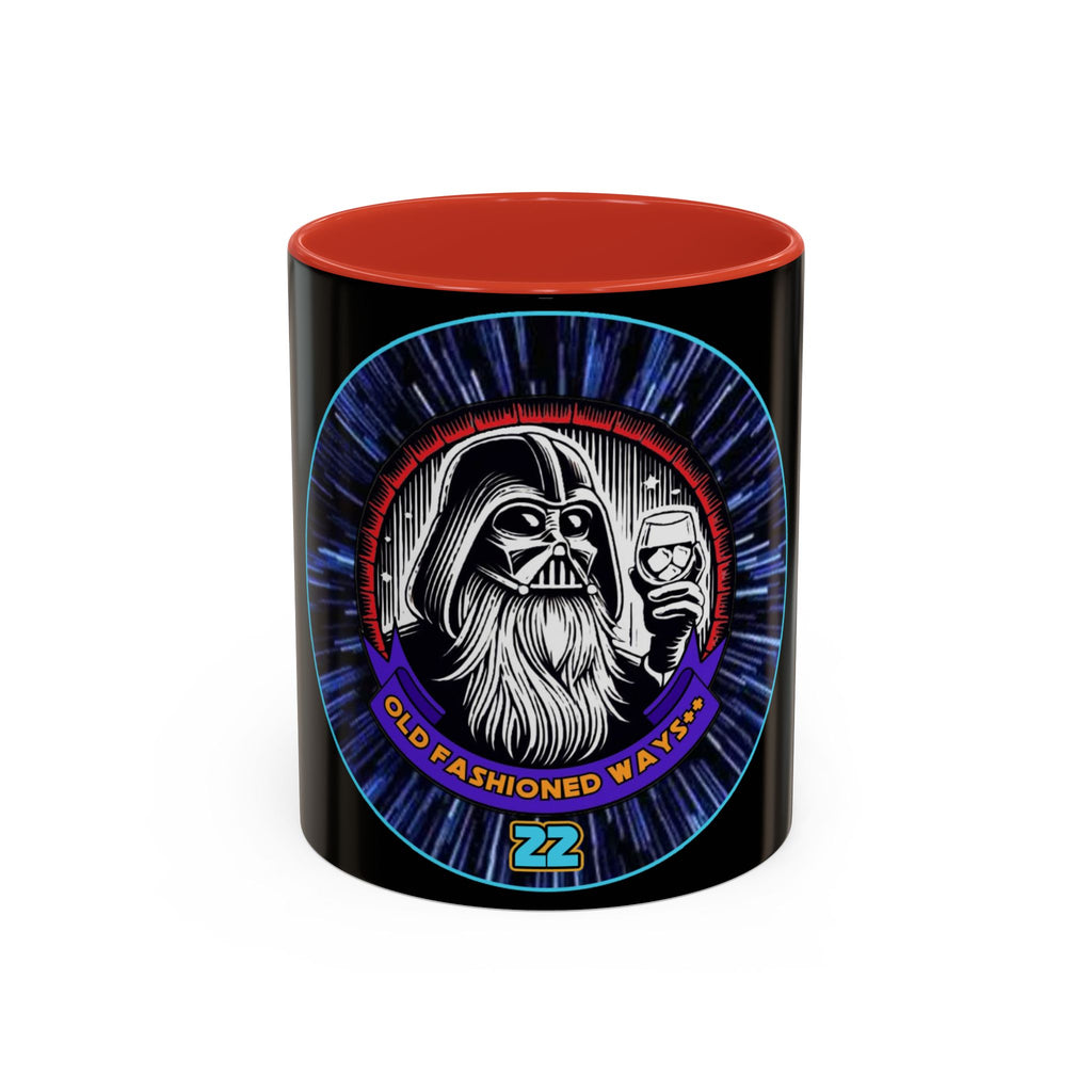 Coffee Mug - Old Fashioned Ways++, Darth Vader drinking whiskey, whiskey, bourbon, bearded Vader Design