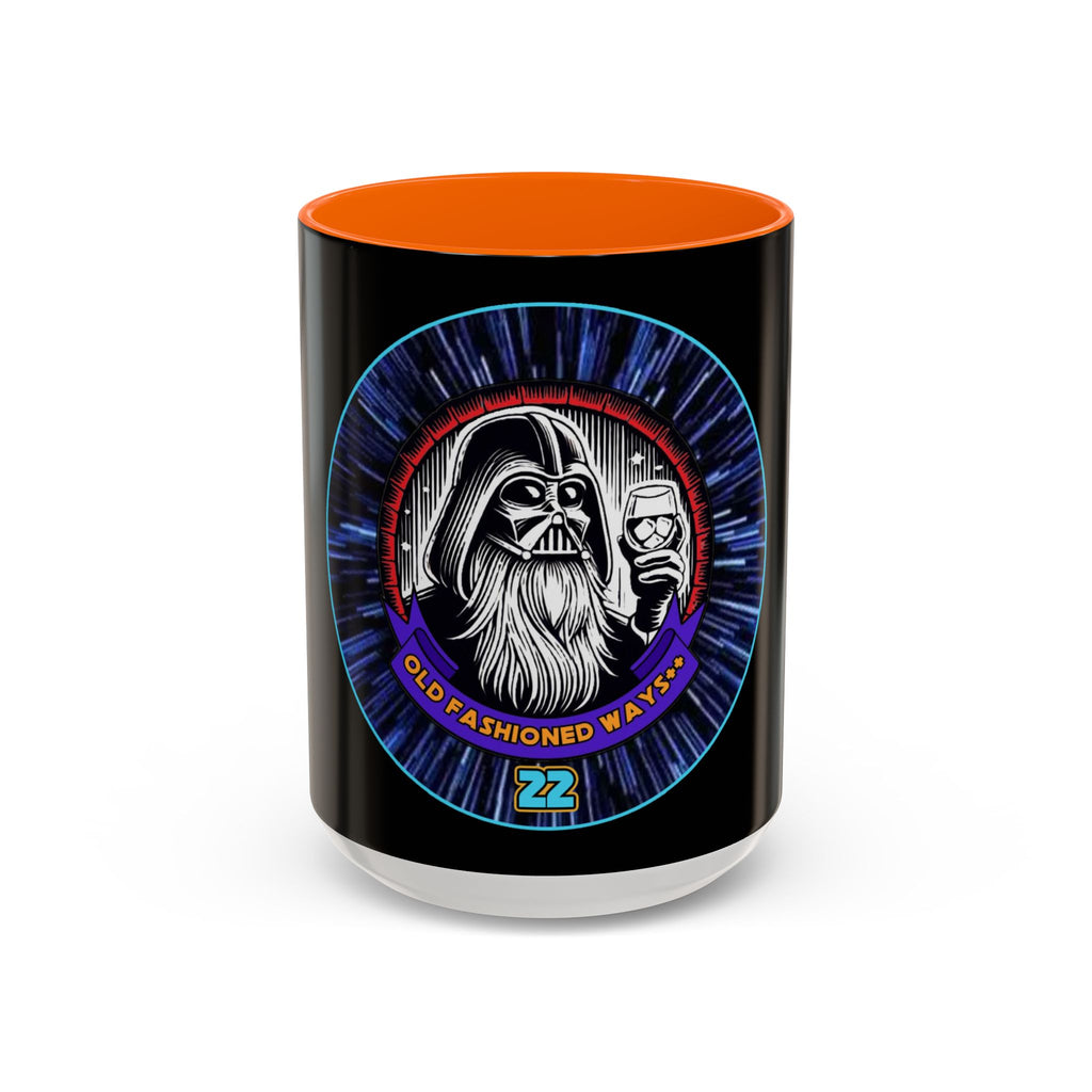 Coffee Mug - Old Fashioned Ways++, Darth Vader drinking whiskey, whiskey, bourbon, bearded Vader Design