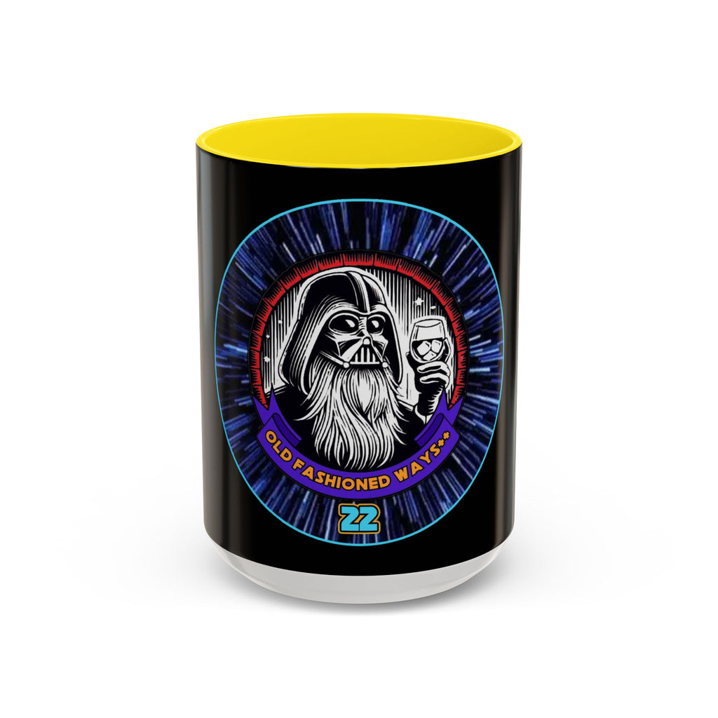 Coffee Mug - Old Fashioned Ways++, Darth Vader drinking whiskey, whiskey, bourbon, bearded Vader Design
