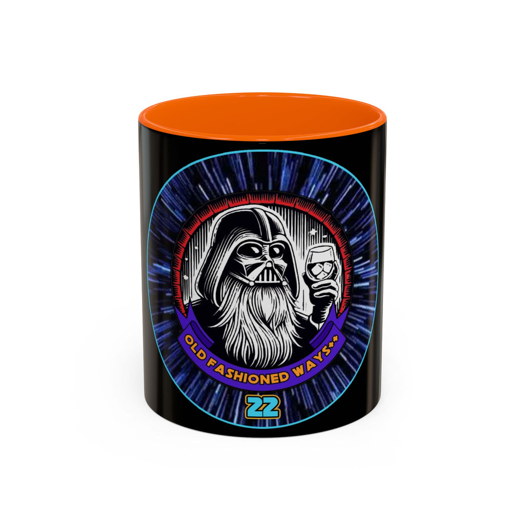 Coffee Mug - Old Fashioned Ways++, Darth Vader drinking whiskey, whiskey, bourbon, bearded Vader Design