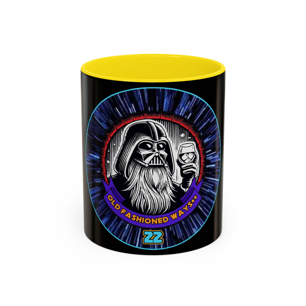 Coffee Mug - Old Fashioned Ways++, Darth Vader drinking whiskey, whiskey, bourbon, bearded Vader Design