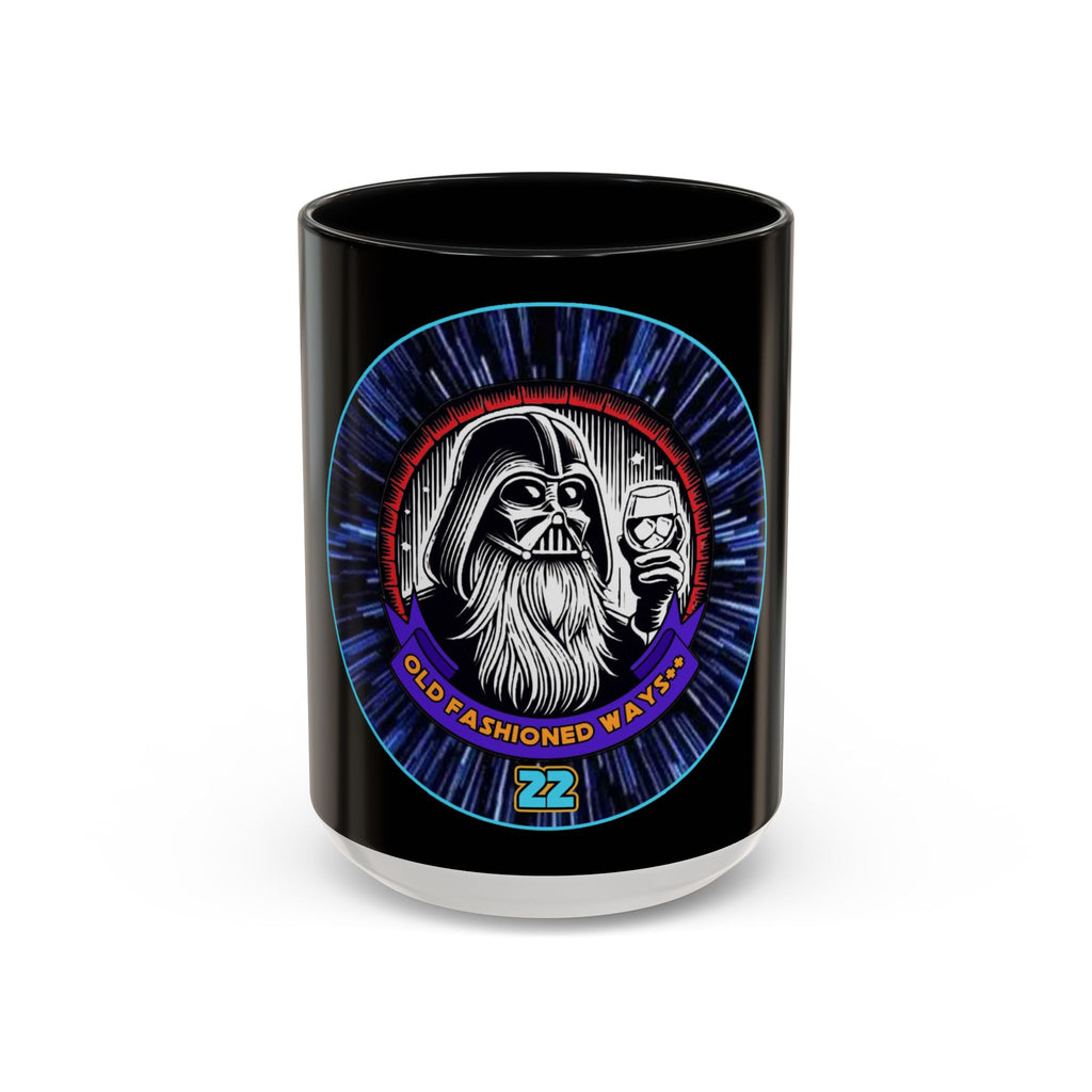 Coffee Mug - Old Fashioned Ways++, Darth Vader drinking whiskey, whiskey, bourbon, bearded Vader Design
